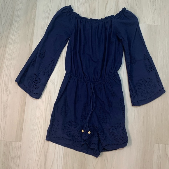 Rebellion Other - Rebellion girl’s long sleeved navy blue romper, size youth large.